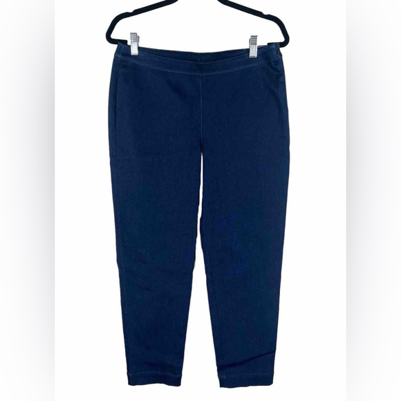 ST. JOHN Made in USA 🇺🇸 of Imported Fabric Denim Crop Jeggings Pants Size 8 - Picture 1 of 11